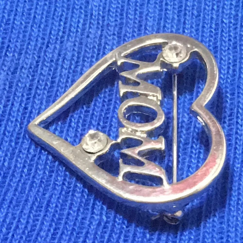 MOM” Silver-tone Brooch